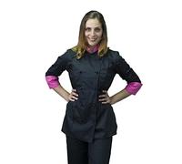 tessile astorino Ricamo Gratuito - Giacca Cuoco Donna - Casacca Chef Nera e Fucsia - Divisa Personalizzabile per Cucina e Ristorante - Made in Italy