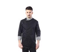 tessile astorino Ricamo Gratuito, Giacca Cuoco Uomo - 100% Cotone - Casacca Chef Nera e Pied de Poule, Jessi - Divisa Personalizzabile per Cucina e Ristorante - Made in Italy (Large)