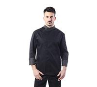 tessile astorino Ricamo Gratuito, Giacca Cuoco Uomo - 100% Cotone - Casacca Chef Nera/Jeans, Jessi - Divisa Personalizzabile per Cucina e Ristorante - Made in Italy (Large)