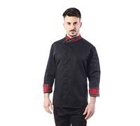 tessile astorino Ricamo Gratuito, Giacca Cuoco Uomo - 100% Cotone - Casacca Chef Scozzese Bordeaux, Jessi - Divisa Personalizzabile per Cucina e Ristorante - Made in Italy (Large)