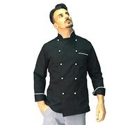 tessile astorino Ricamo Gratuito, Giacca Cuoco Uomo - Casacca Chef, Nera e Bianca - con Nome Ricamato - Personalizzabile - Made in Italy