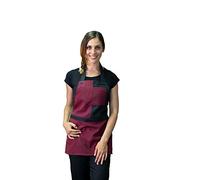 tessile astorino RICAMO GRATUITO, grembiule da cucina, davantino donna, per barista, bar, pub, cameriera, ristorante, hotel, settori: ristorazione e servizi, Made in Italy (nero e bordeaux, Cuba)
