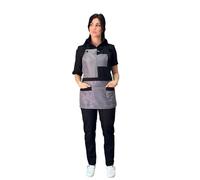 tessile astorino Ricamo Gratuito - Grembiule Donna da Lavoro - Divisa da Cucina - Grembiuli per Barista, Bar, Cameriera, Ristorante, Hotel, Casalinga - Vari Colori - Made in Italy (grigio e nero)