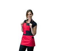 tessile astorino Ricamo Gratuito - Grembiule Donna da Lavoro - Divisa da Cucina - Grembiuli per Barista, Bar, Cameriera, Ristorante, Hotel, Casalinga - Vari Colori - Made in Italy (nero e rosso)