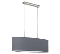 Eglo Lampada a sospensione Pasteri – in acciaio/tessuto, 2 punti luce E27, nichel opaco grigio 75 cm