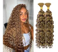 Tessitura Brasiliana Water Wave Bulk Human Hair for Braiding 100% Unprocessed Brazilian Virgin Human Hair Boho Braids Hair Human Braiding Hair No Weft Caramel Honey Blonde 100g 26 inch