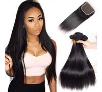 Tessitura Capelli Veri Umani Con Closure Cheveux Naturel Humain Lisci Capelli Naturali Veri Donna Capelli Veri Umani Tessitura Straight Hair Bundles With Closure 16 18 20+14 Pollici