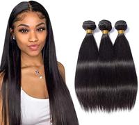 Tessitura Extension Capelli lisci brasiliani veri Human Hair 3 Bundles (24" 24" 24"，210g) Extension Matassa 100% Unprocessed Straight Human Hair Extensions Nero Naturale capelli veri lisci