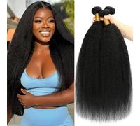 Tessitura Extension Capelli Umani Ricci Brazilian Human Hair Kinky Straight Bundles 100% Unprocessed Brazilian Virgin Remy Hair For Women Natural Color 8 8 8 Pollici 300g