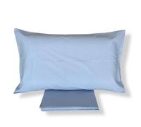 Tessitura Zambaiti Completo Lenzuola Letto Singolo 100% Cotone Made in Italy - 1 Lenzuolo Sopra 150x300, 1 Lenzuolo con Angoli 90x200x27, 1 Federa 52x82 - Tinta Unita (Azzurro)