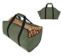 TESSLOVE - Borsa per legna da ardere, in tela, resistente, ideale per caminetti, stufe a legna, legna da ardere, tronchi, campeggio, paesaggistica (L, GREEN)