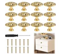 TESSTSY 12 Pezzi Pomelli Per Mobili, 32mm Pomelli Per Cassetti, Pomello Per Mobili Vintage, con Viti Abbinate, Pomellis Cucina, per Cassetti per Armadi, Armadietti, Cassetti, Cucina, Bagno (Rotondi)