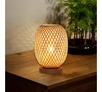 Tessuti a Mano Bambù Arte Lampada Da Tavolo Lampada Da Tavolo Rustica Lampada Da Comodino Atmosfera Luce Notturna Illuminazione Da Tavolo Decorativa Luce Da Tavolo Per Camera Da Letto, Soggiorno