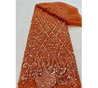 Tessuti di pizzo con paillettes africane Tessuto di pizzo di tulle con perline ricamate nigeriane di moda di alta qualità per cucire abiti da festa in stoffa