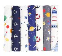 Tessuti in cotone, 7 pezzi 50 x 50 cm, stoffe per patchwork fai da te, confezione di stoffe per cucito, stoffe in cotone per abbigliamento, biancheria da letto, tende, tovaglie - Planet