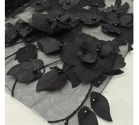 Tessuti in tulle ricamato con pizzo, Beading 3D Embroidered Lace Fabric Multicolor 1M Or 5M(Black,1Meter)