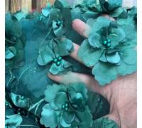 Tessuti in tulle ricamato con pizzo, Beading 3D Embroidered Lace Fabric Multicolor 1M Or 5M(Dark Green,1Meter)