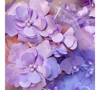 Tessuti in tulle ricamato con pizzo, Beading 3D Embroidered Lace Fabric Multicolor 1M Or 5M(Purple,1Meter)