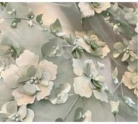 Tessuti in tulle ricamato con pizzo, Beading 3D Embroidered Lace Fabric Multicolor 1M Or 5M(Sage Green,1Meter)