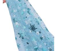Tessuti in tulle ricamato con pizzo, DIY Wedding Dress Fabric Snowflake Print Multicolor 155x100cm(Blue-blue)