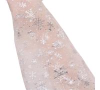 Tessuti in tulle ricamato con pizzo, DIY Wedding Dress Fabric Snowflake Print Multicolor 155x100cm(Peach-silver)