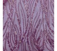 Tessuti in tulle ricamato con pizzo, Embroidered Tube Lace Fabric With Silver Beads 3cm Sequins Multicolor 5 Yards For Sewing(Pink Red)