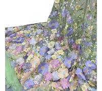 Tessuti in tulle ricamato con pizzo, Wedding Dress Fabric 3D Applique Embroidered Mesh Polyester Multicolor For DIY(Light Green Mesh)
