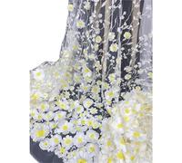 Tessuti in tulle ricamato con pizzo, Wedding Dress Fabric 3D Applique Embroidered Mesh Polyester Multicolor For DIY(White Mesh)