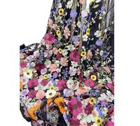 Tessuti in tulle ricamato con pizzo, Wedding Dress Fabric 3D Applique Embroidered Mesh Polyester Multicolor For DIY(Black Mesh)