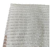 Tessuti in tulle ricamato con pizzo, White Silvery Vertical Stripe Sequined Embroidered Lace Fabric 1m x 130cm for DIY Sewing