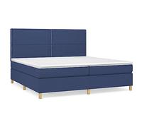Tessuto 100% Poliestere con Testiera Regolabile Base Contenitore 2 | Letto a Molle con Materasso 200x200 cm Blu e Coprimaterasso Incluso, Struttura in Tessuto con Testiera Regolabile, Base