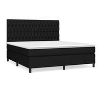 Tessuto 100% poliestere Giroletto a molle con materasso Testiera regolabile | Giroletto a Molle con Materasso 180x200 Nero Regina in Tessuto Traspirante e Testiera Regolabile con Coprimaterasso Incluso