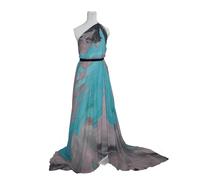 Tessuto Abbigliamento Moda Donna Georgette Chiffon Voile Sfumato Earth Celeste