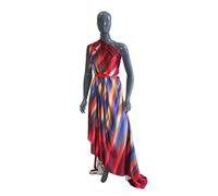 Tessuto Abbigliamento Moda Raso SATIN Degrade' Sfumato TRAMONTO Rosso Metraggio
