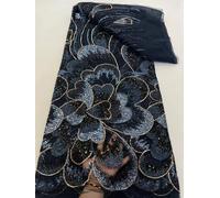 Tessuto africano del pizzo 2025 Tessuto di pizzo con perline con paillettes Tessuto di pizzo di tulle ricamato di alta qualità da sposa nigeriano per la cerimonia nuziale