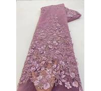 Tessuto africano del pizzo 2025 Tessuto francese del pizzo di Tulle dei branelli del ricamo dei paillettes del fiore 3D di alta qualità per il vestito da partito