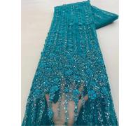 Tessuto africano del pizzo 2025 Tessuto francese del pizzo di Tulle dei branelli del ricamo dei paillettes del fiore 3D di alta qualità per il vestito da partito