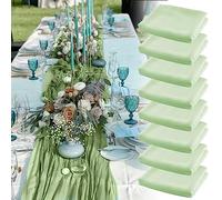 Tessuto chiffon di lusso, Confezione da 8, 72 x 304 cm,runner da tavola in garza per boho, matrimonio, addio al nubilato, festa di compleanno, torta, decorazione della tavola (verde chiaro)