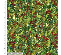 Tessuto Craft Cotton Co. 100% cotone bacche e fiori Crafty Lass largo 112 cm