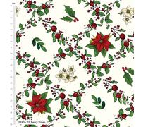 Tessuto Craft Cotton Co. 100% cotone bacche e fiori Crafty Lass largo 112 cm