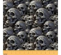 Tessuto da tappezzeria per sedie per bambini, tessuto gotico scheletro di The Yard a tema Halloween impermeabile tessuto per esterni donne uomini decorazione ossa grigio tessuto per esterni, 2 metri