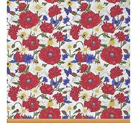 Tessuto Daisy By The Yard, Tessuto Floreale Selvatico con Api per Tappezzeria per Sedie, Elegante Tessuto Botanico da Giardino per Tappezzeria e Progetti Fai-da-Te, 1 Metro, (L92*P150cm) Rosso Bianco