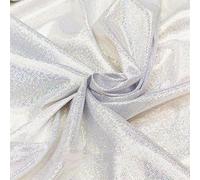 Tessuto decorativo con paillette, 150 cm x 2 m, tessuto alla moda, per cucito, per matrimoni, compleanni, feste, cucito, veli da sposa, runner da tavolo, tutù, gonne, argento, bianco