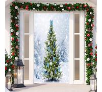 Tessuto decorativo natalizio per porta e adesivo per porta, per uso festivo, crea una calda atmosfera di benvenuto, si adatta alla maggior parte delle porte residenziali standard (5)