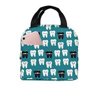 Tessuto dei denti - Borsa per il pranzo dentale del dentista dei denti dei denti, borsa per il pranzo riutilizzabile carina Borsa termica termica Borsa multifunzionale per il pranzo della scuola per r