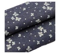 Tessuto denim sottile in cotone stampato a righe con farfalle e stelle for cucire vestiti estivi pantaloni, al metro per Abbigliamento, Cucito Fai da Te(Butterfly Dark Blue)