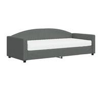 Tessuto di alta qualità 2 in 1 apribile a libro Grigio scuro 90x200 cm | Divano Letto con Materasso Grigio Scuro 90x200 cm Tessuto Trasformabile 2 in 1 con Struttura in Legno e Metallo per Soggiorno