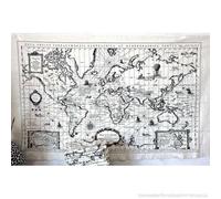 Tessuto di lino Mappa del Mondo - Arazzo materiale tenda mappa del mondo...