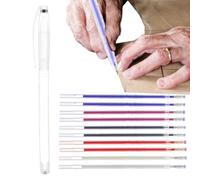 Tessuto di Penne Cancellabili A Calore con 10 Ricariche - Pennello per Indicatore Tessuto - Penna in Tessuto Che Scompare A Calore | per Un Reti per Trapunte Cucito in Pelle (Nero Blu Rosso Bianco)