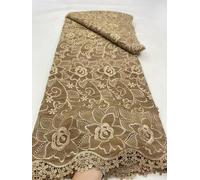 Tessuto di pizzo guipure nigeriano da 5 metri, ricamo di alta qualità, tessuto di pizzo da sposa in seta di latte africano, materiale 2025